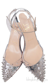 Spikoo Silver PVC Slingback Heels