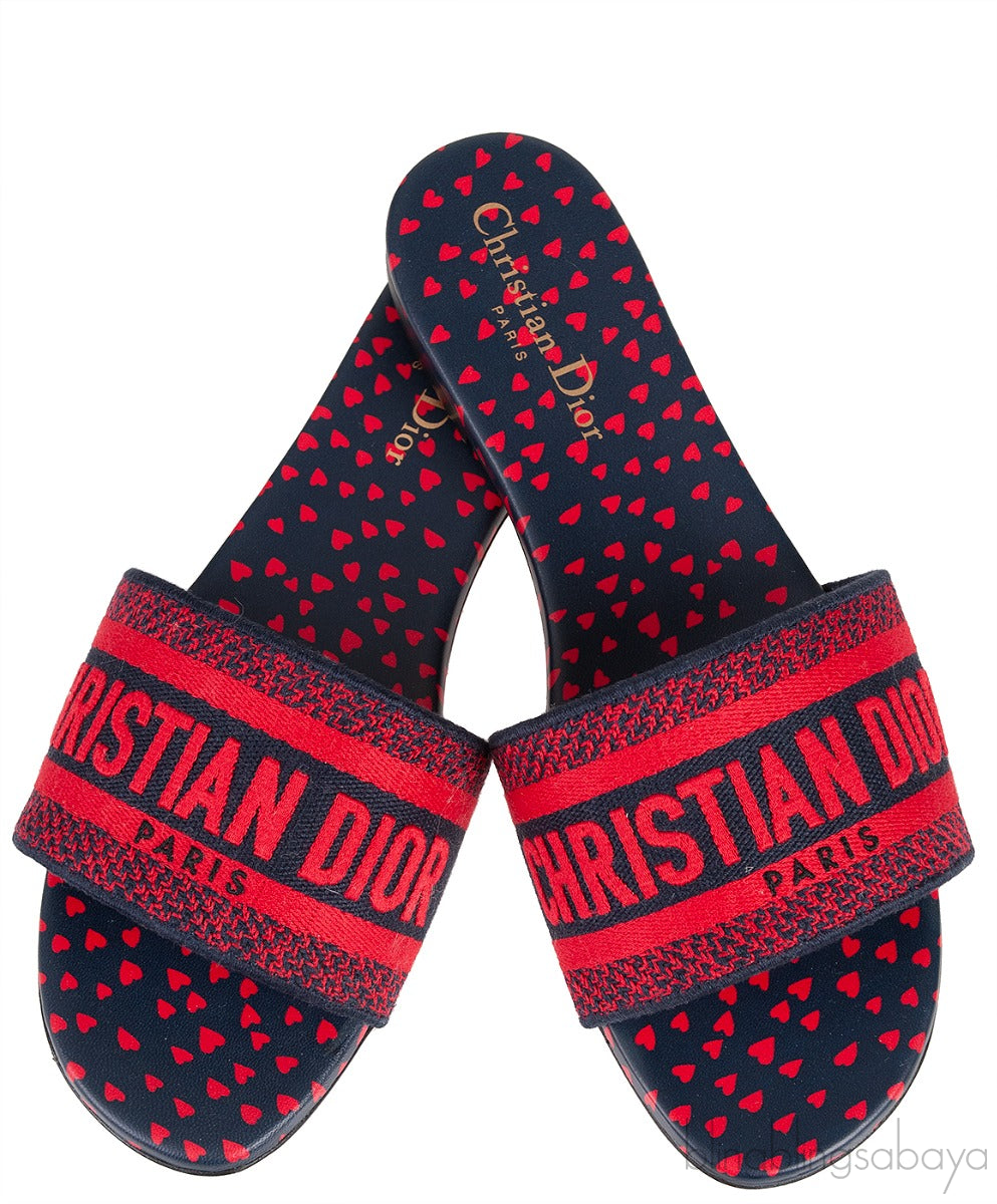 Dway Slide Navy Red Embroidered Slides
