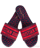 Dway Slide Navy Red Embroidered Slides