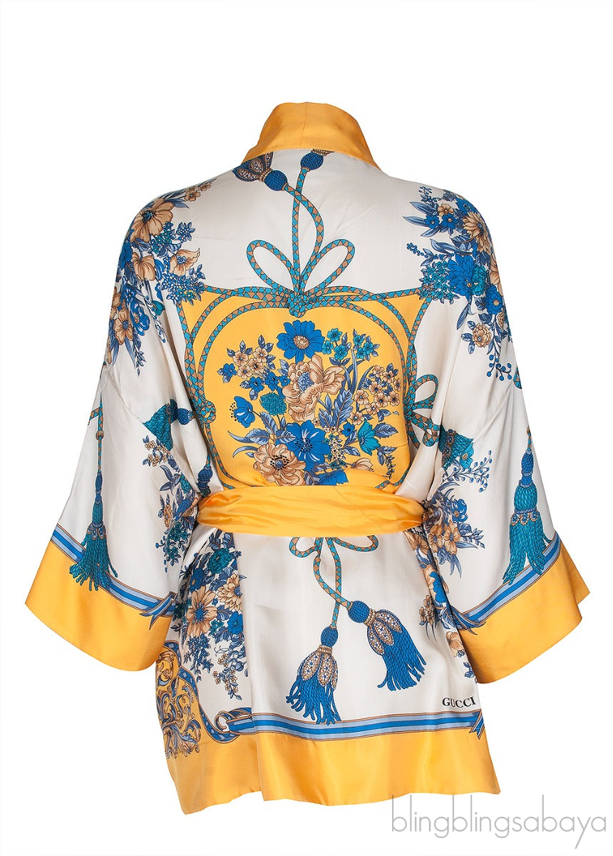 Printed Silk Kimono Top