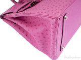Birkin 35 Ostrich Fuschia Pink PHW