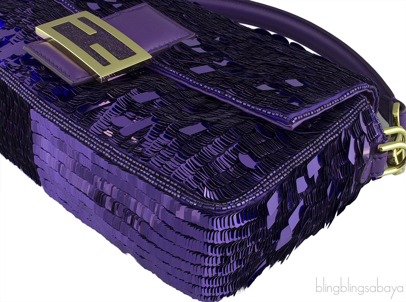 Baguette Purple Sequined Bag