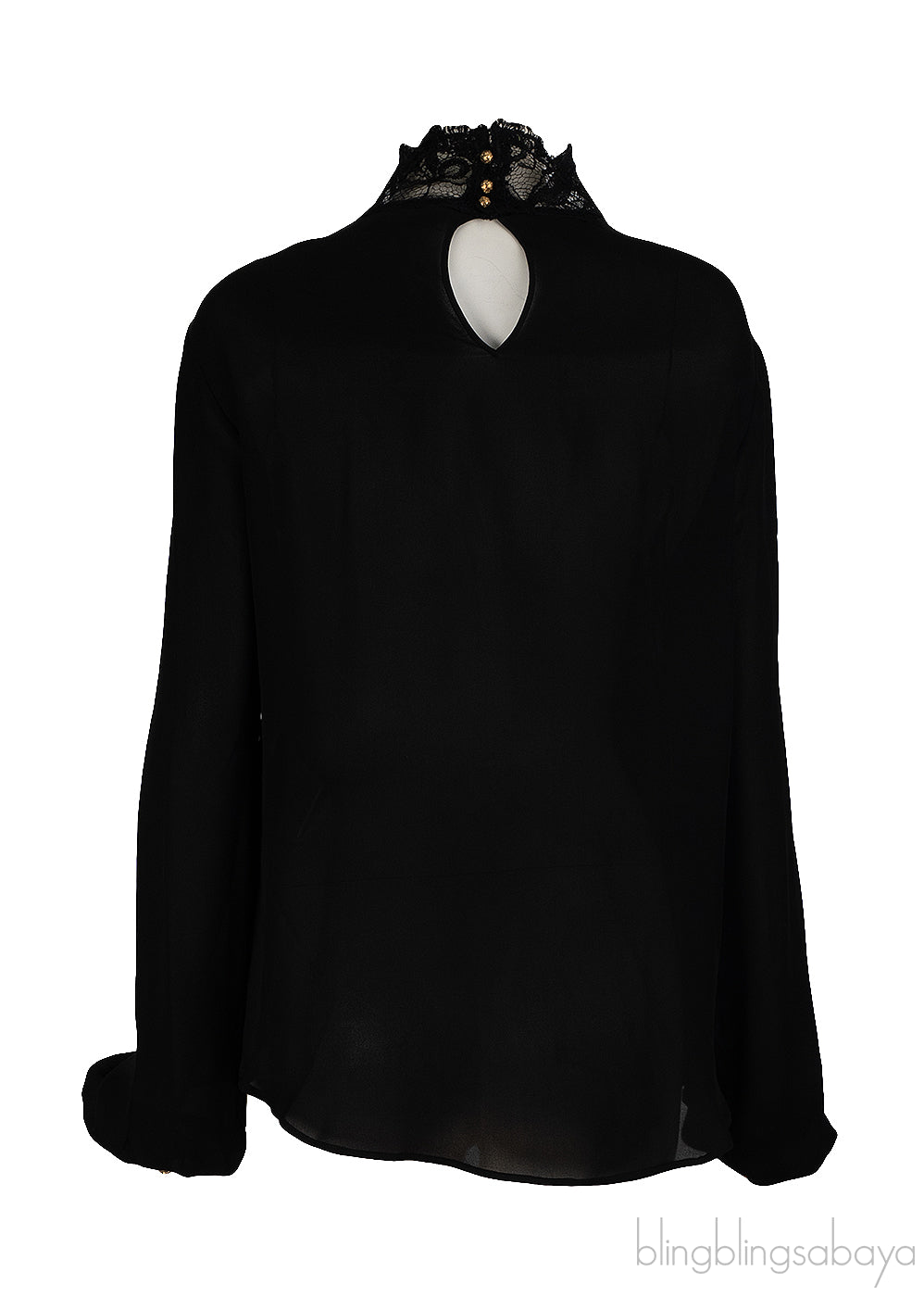 Emilio Pucci Black Silk Lace Trim Shirt & Black Lace Maxi Skirt M