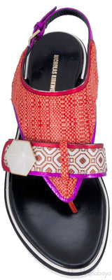 Orange Raffia & Jacquard Sandals