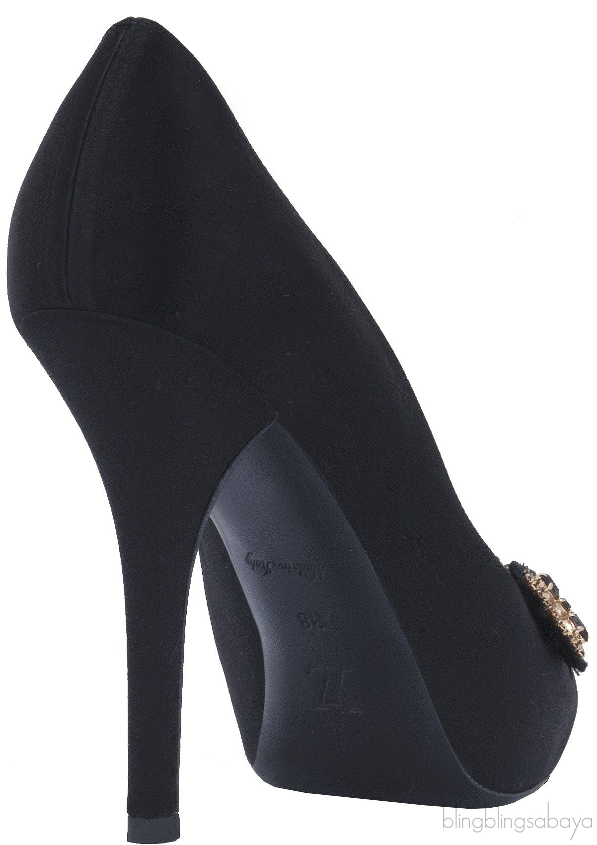 Black Satin Crisscross Pump