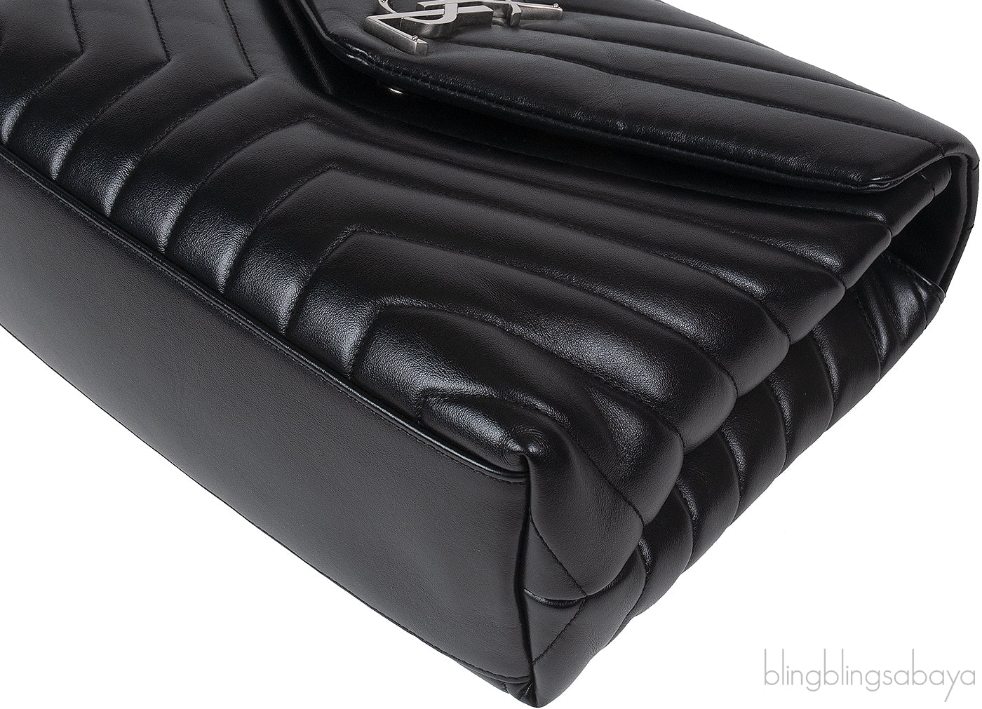 Yves Saint Laurent Black Medium LouLou Chevron PHW