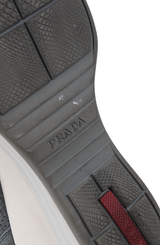 Prada Greenish Grey Sport Suede Wedge Sneakers