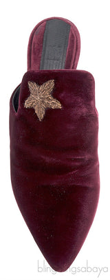 Maroon Stella Velvet Mules