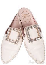 Off-white Crystal Flat Mule