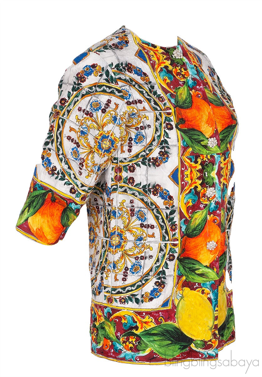 Printed Multicolor Crystal Button Top
