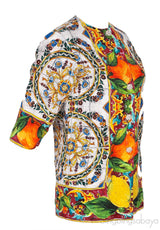 Printed Multicolor Crystal Button Top