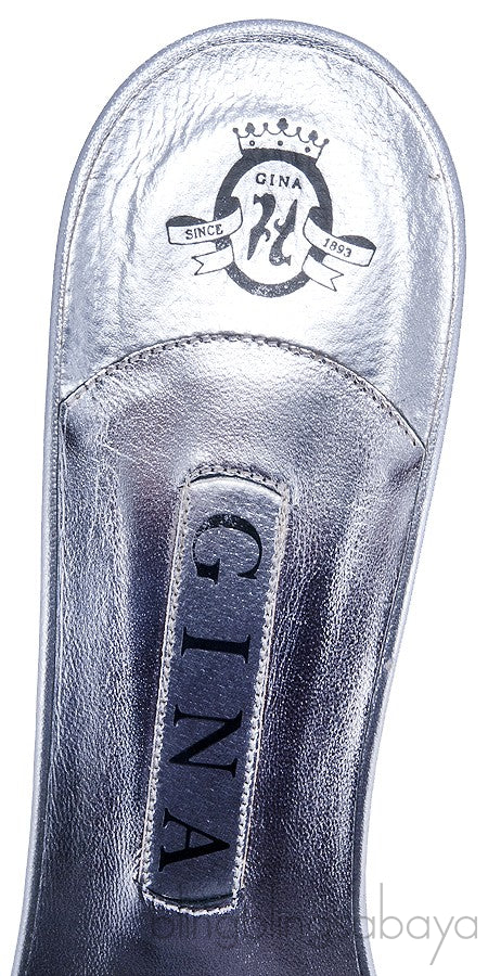 Silver Leather Bow Crystal Sandals