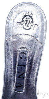 Silver Leather Bow Crystal Sandals