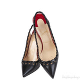 Christian Louboutin Black Leather Ostri Sling 100 Heels