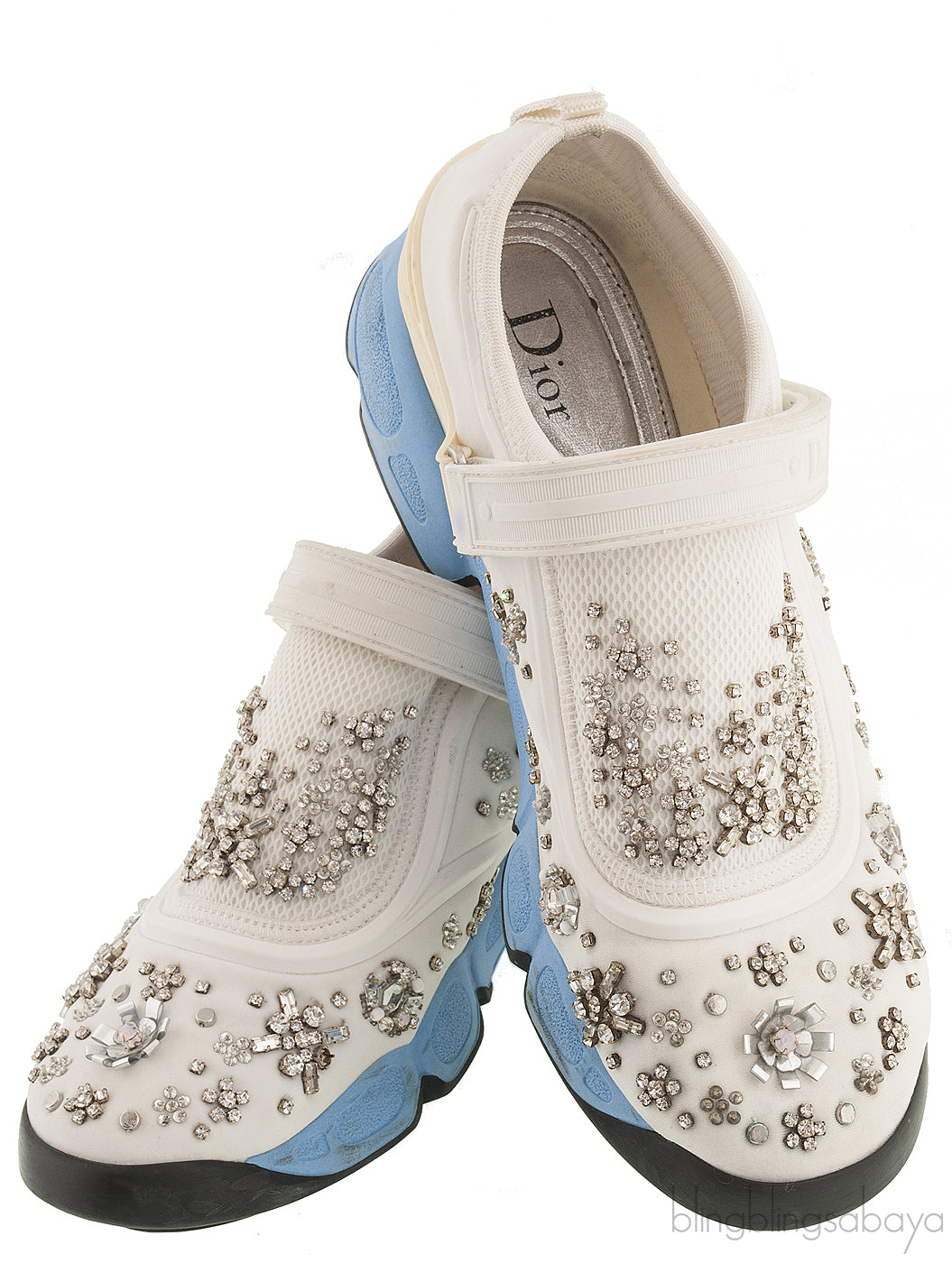White Crystal Embellished Sneakers