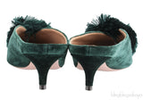 Aquazzura Emerald Green 45 Velvet Mules
