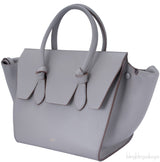 Taupe Leather Tie Tote Bag