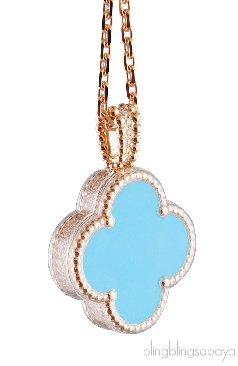 Turquoise Alhambra Secret Pendant Watch