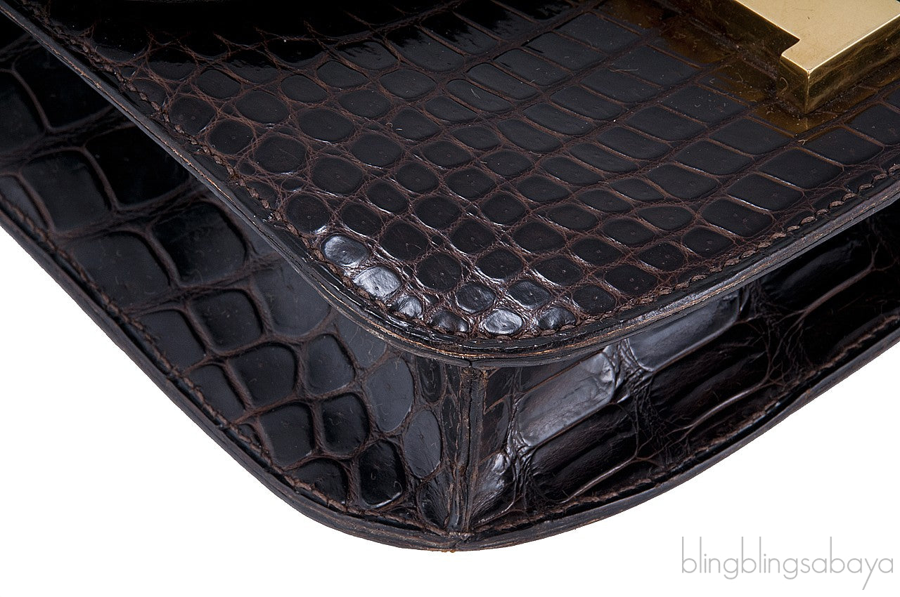 Constance Vintage Brown Crocodile