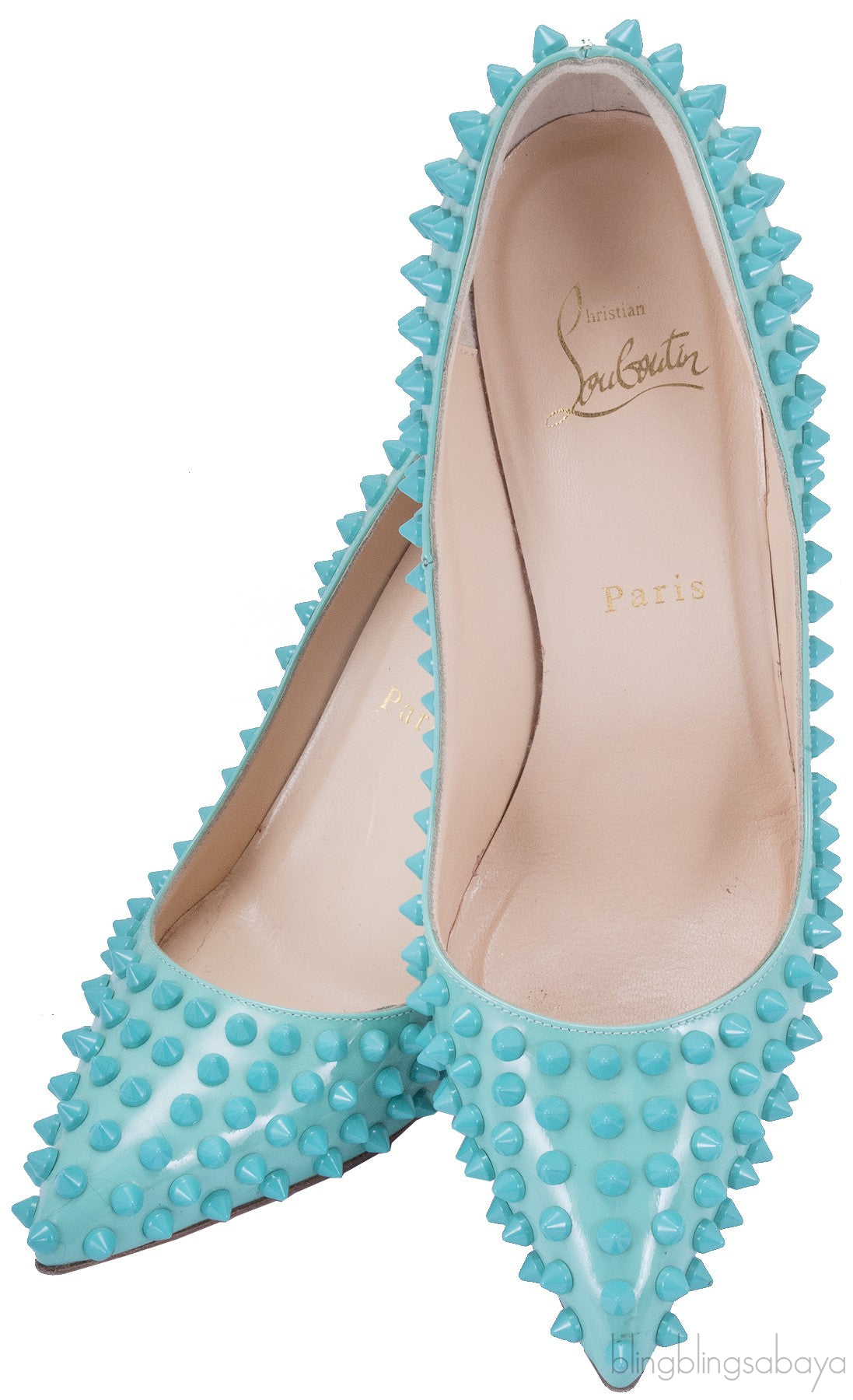 Pigalle Spikes Aquamarine Pump