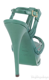 Yves Saint Laurent Green Strappy Slingback Sandals
