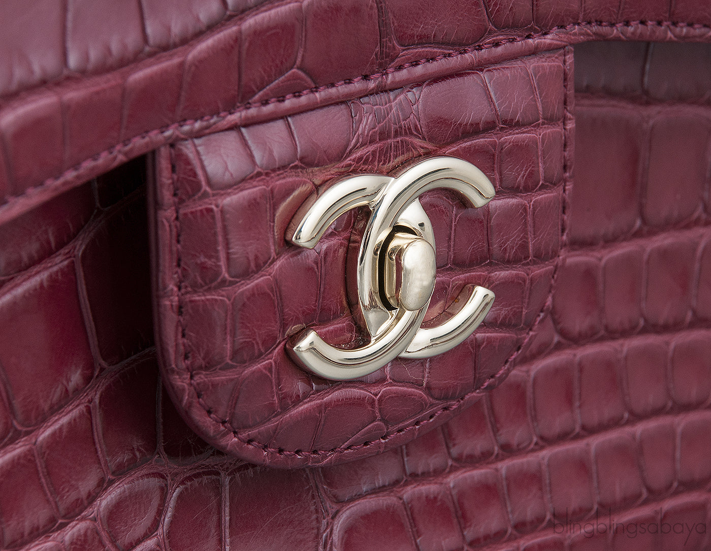 Classic Bordeaux Crocodile Jumbo Bag