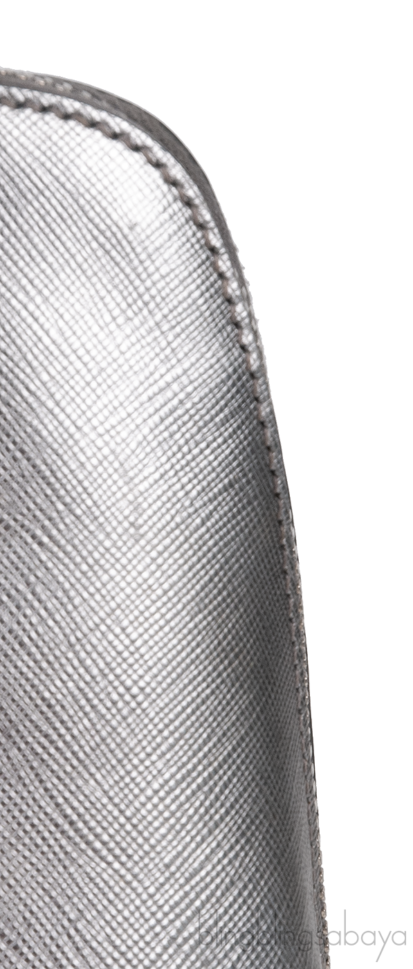 Silver Saffiano Promenade Top Handle Bag