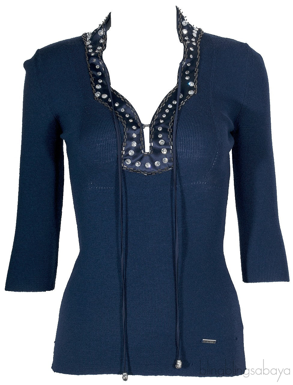 Navy Blue Stretch Knit Top