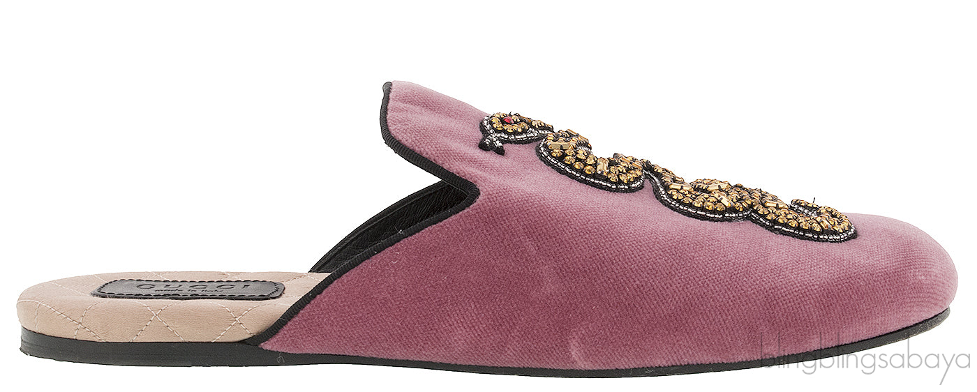 Pink Velvet Serpent Slipper