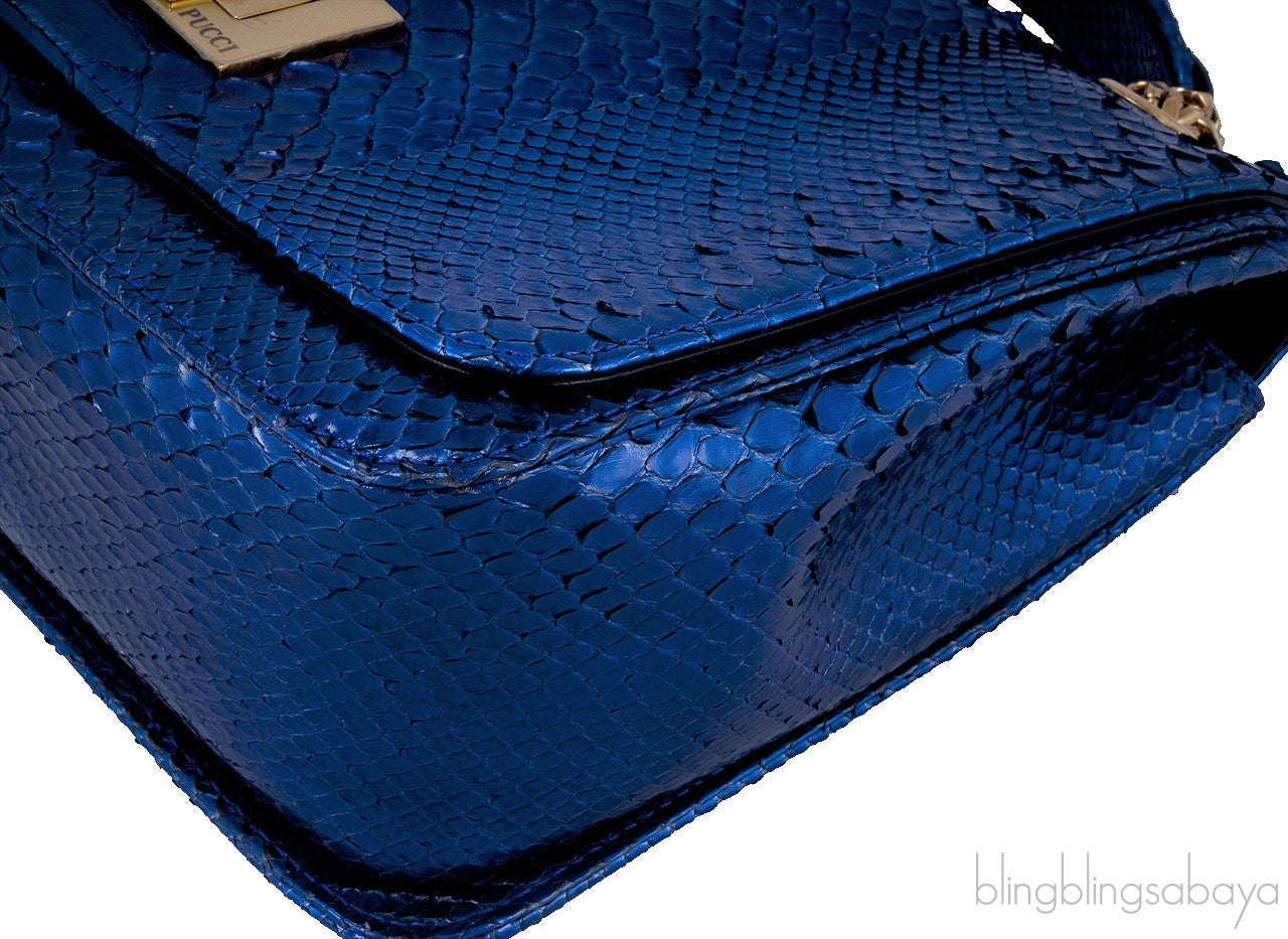 Blue Python Square Shoulder Bag