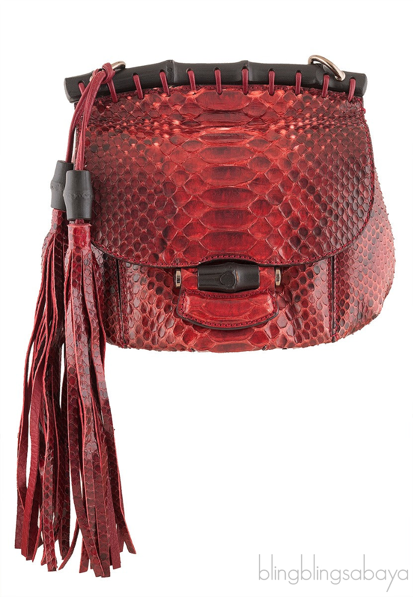 Gucci Red Python Nouveou Mini Shoulder Bag
