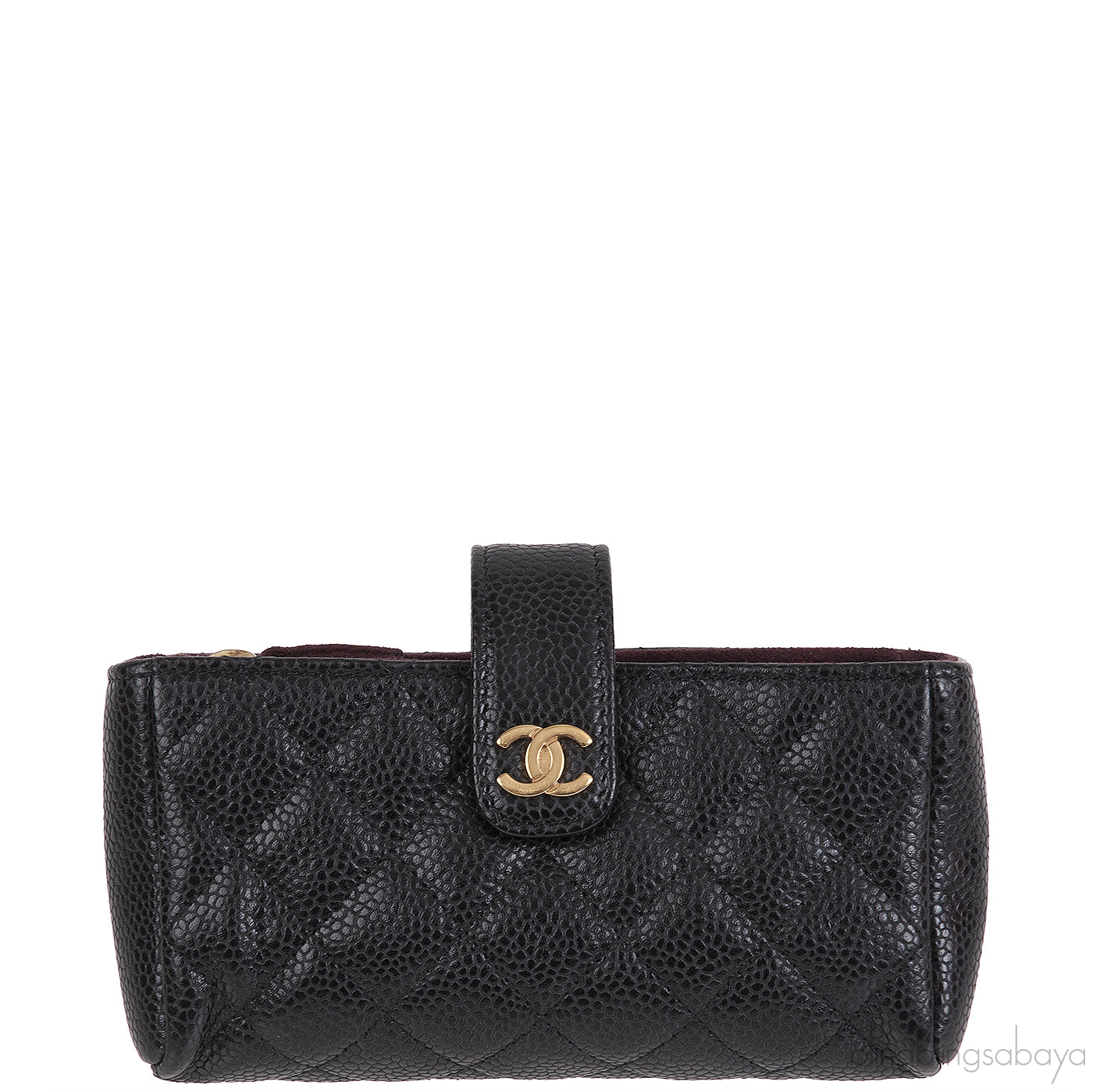 Chanel Black Quilted Phone Holder GHW