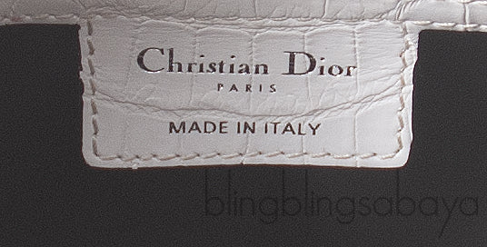 Christian Dior Lady Dior White Printed Crocodile Medium Bag