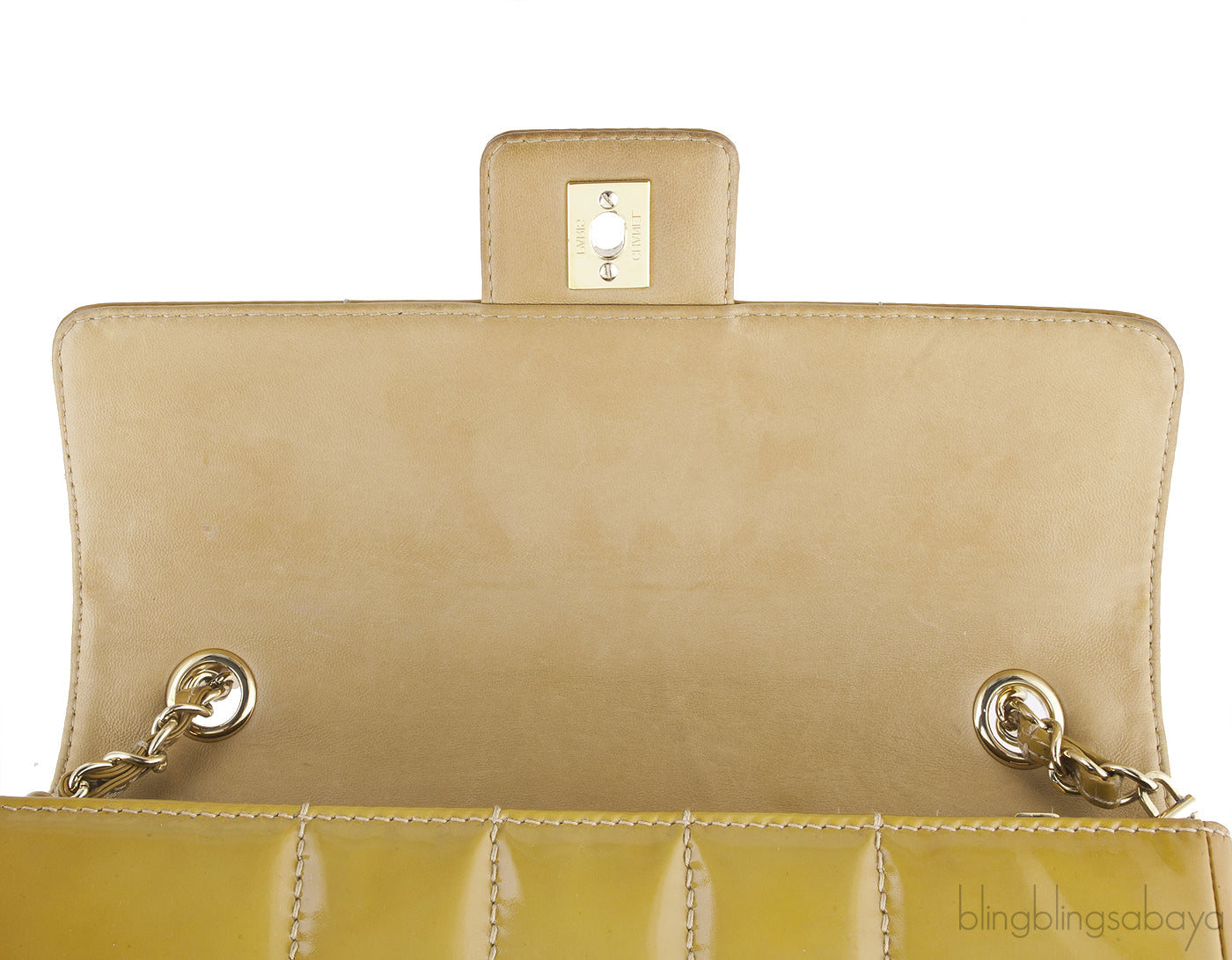 Square Quilt Patent Shoulder Bag