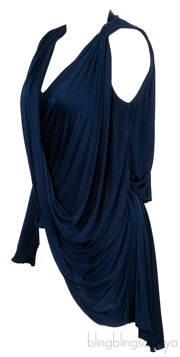Blue Asymmetric Shoulder Top