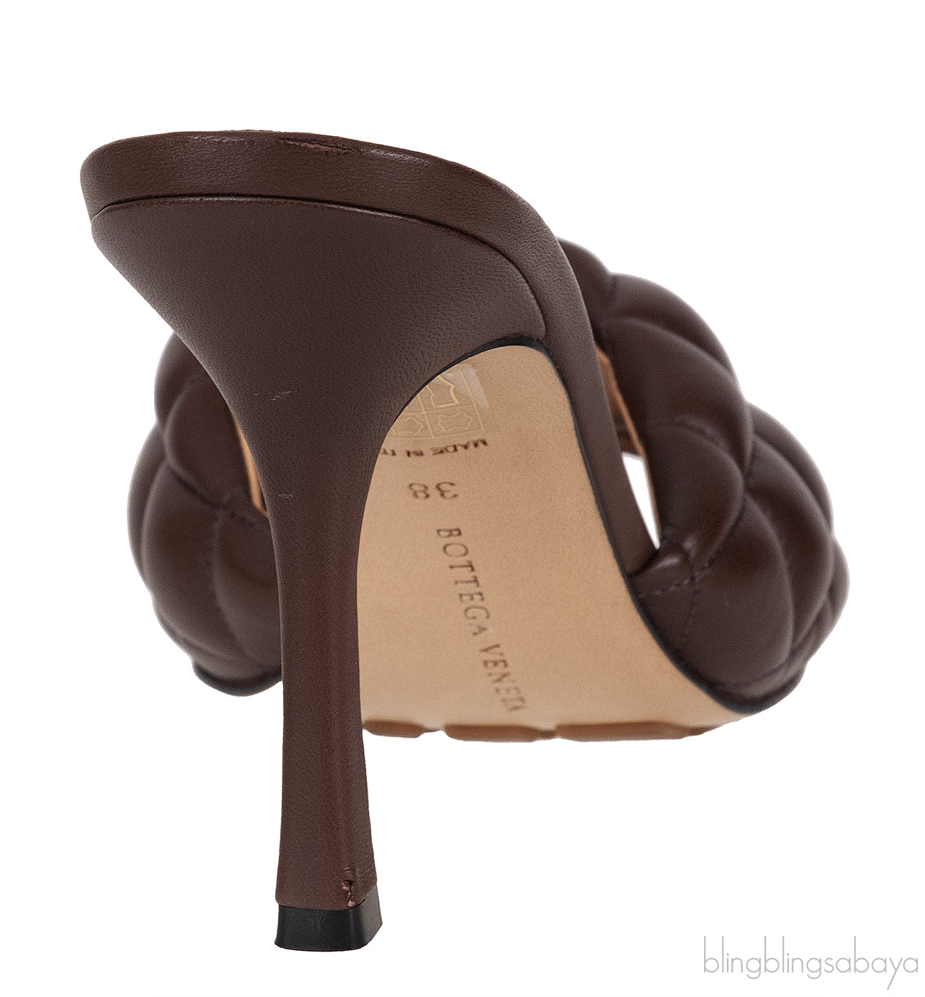 Brown Nappa Quilted Lido Mule Sandals
