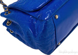 Blue Patent Puzzle Quilted Flap Bag