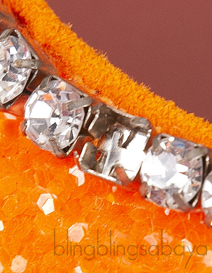 Gilda Crystal -Embellished Orange Glitter Mules