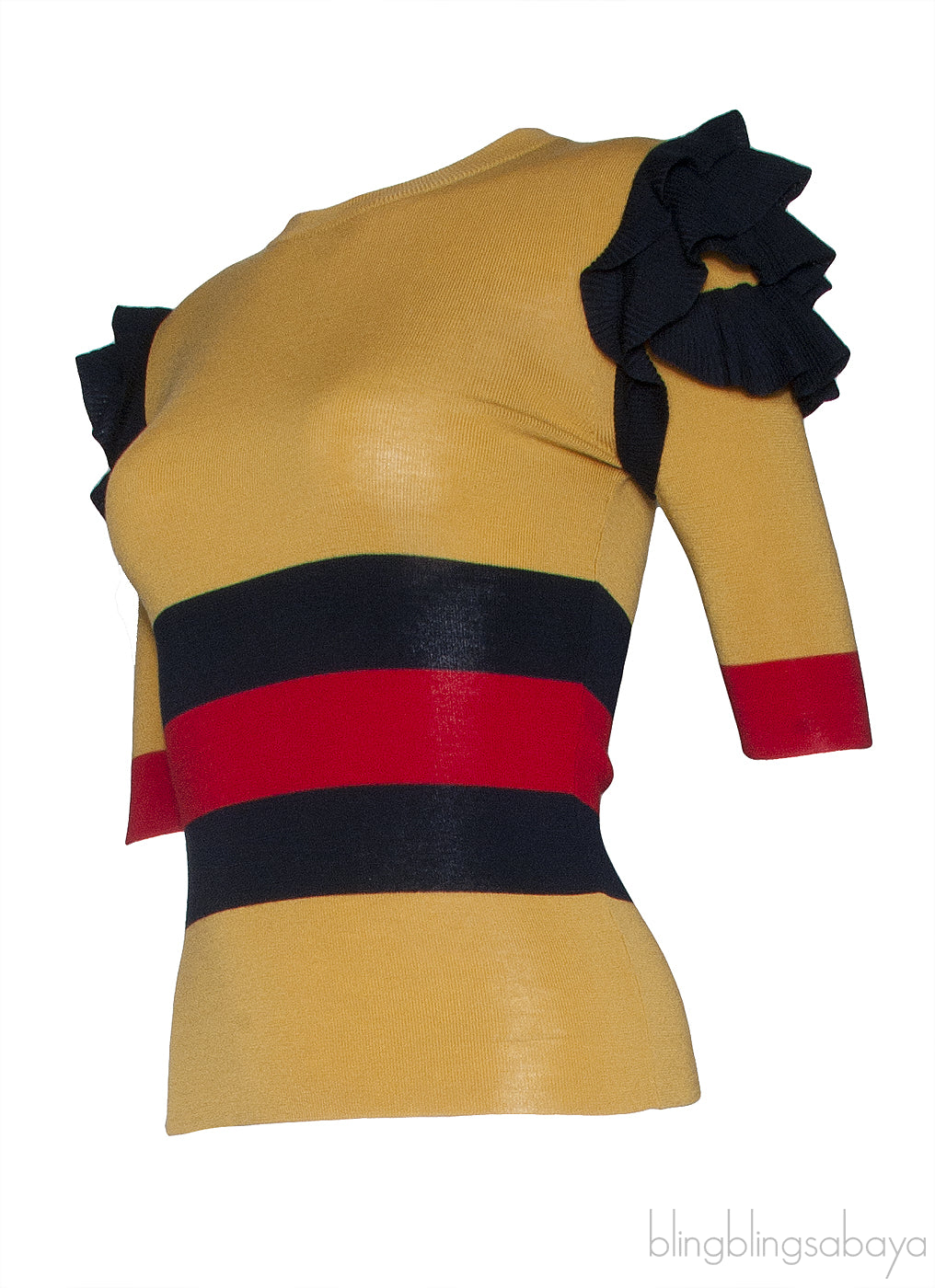 Tri-color Ruffled Knit Top