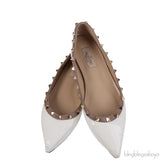Valentino Garavani White Rockstuds Flat Shoes