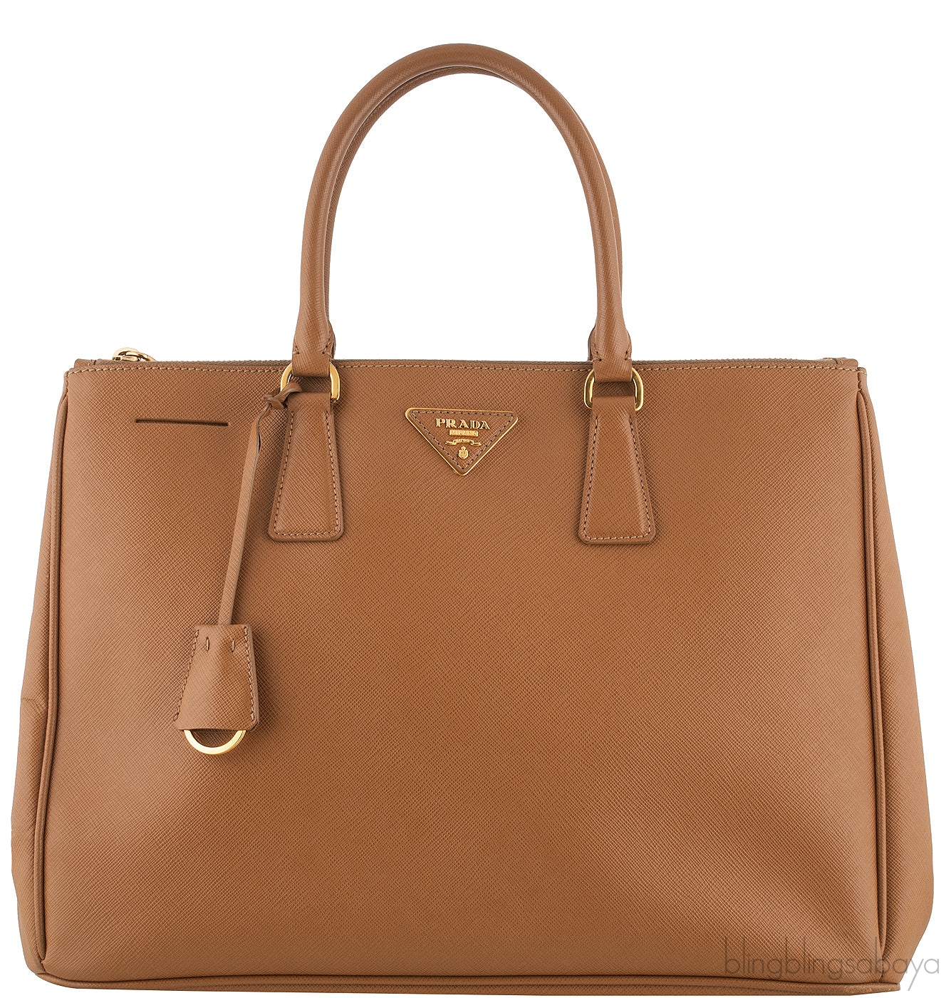 Gold Saffiano Double Zip Tote