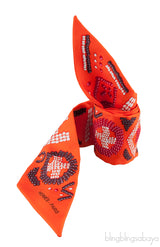 Orange Printed Silk Twilly
