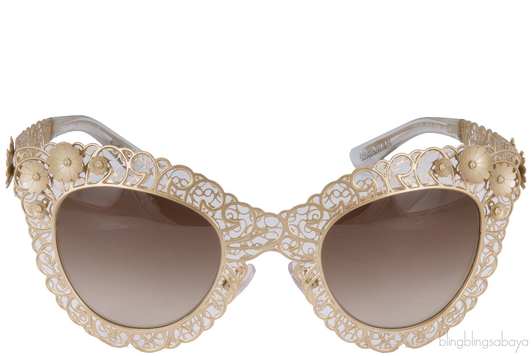 Cat Eye Filigree Gold Tone Sunglasses