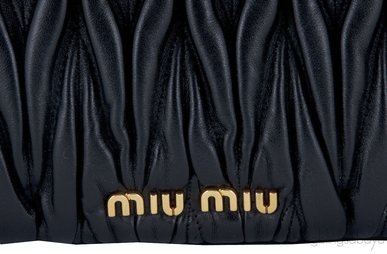 Black Matelasse Leather Clutch