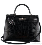 Kelly 35 Black Croc Sellier PHW