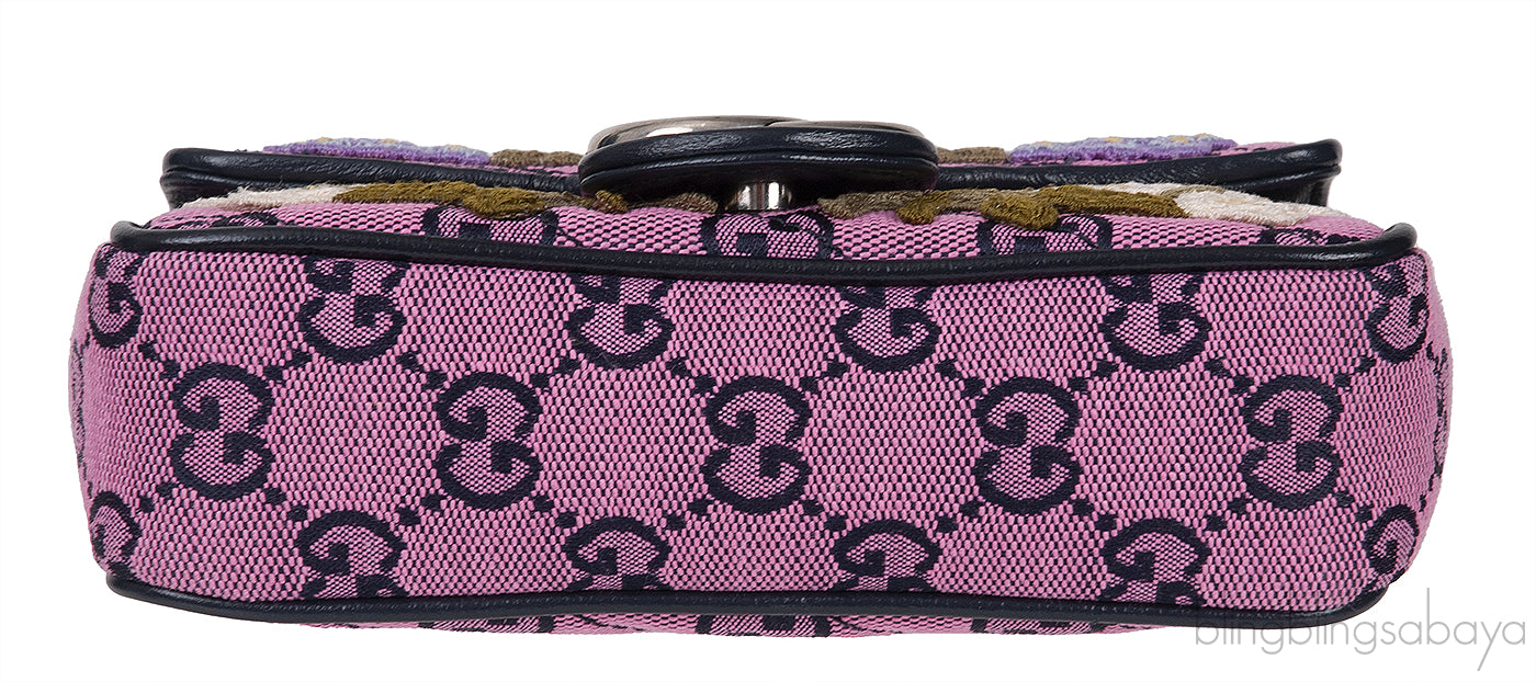 Pink GG Marmont Embroidery Super Mini Bag