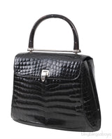 Black Crocodile Top Handle Bag