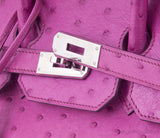 Birkin 35 Ostrich Fuchsia Pink PHW