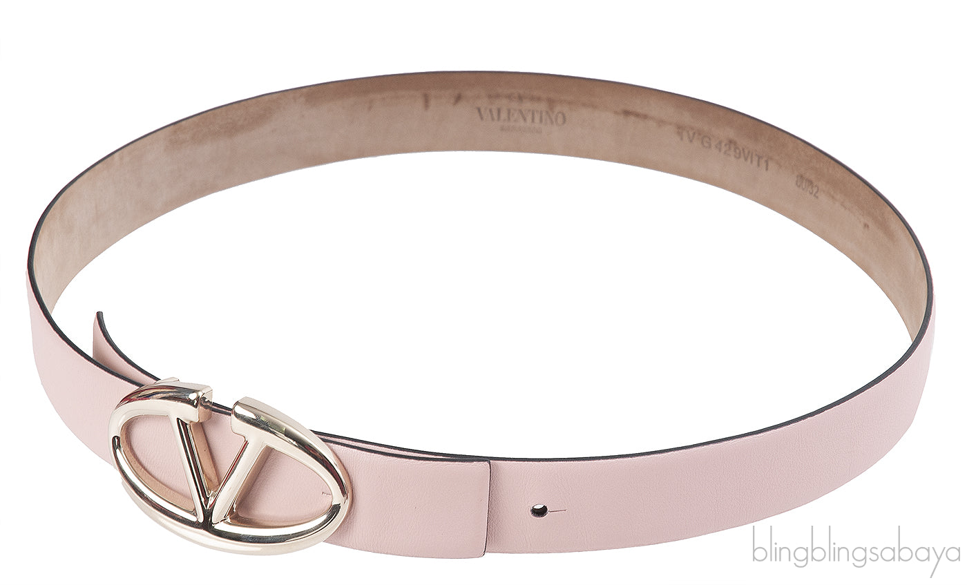 Valentino Garavani Old Pink V Buckle Belt
