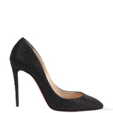 Christian Louboutin Metallic Black Fabric Heels